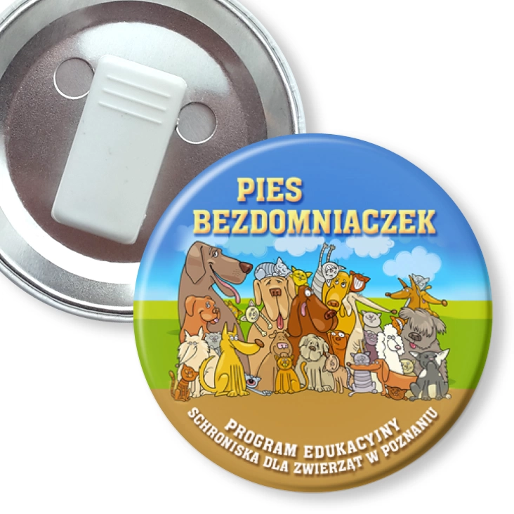przypinka z żabką Pies Bezdomniaczek