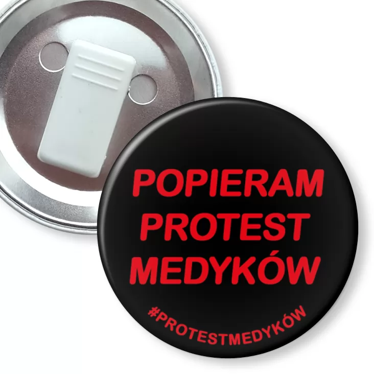 przypinka z żabką Popieram protest medyków