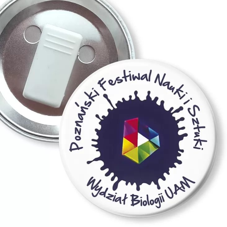 przypinka z żabką Poznański Festiwal Nauki i Sztuki