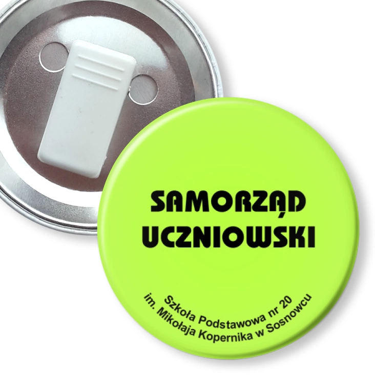 przypinka z żabką SAMORZĄD UCZNIOWSKI