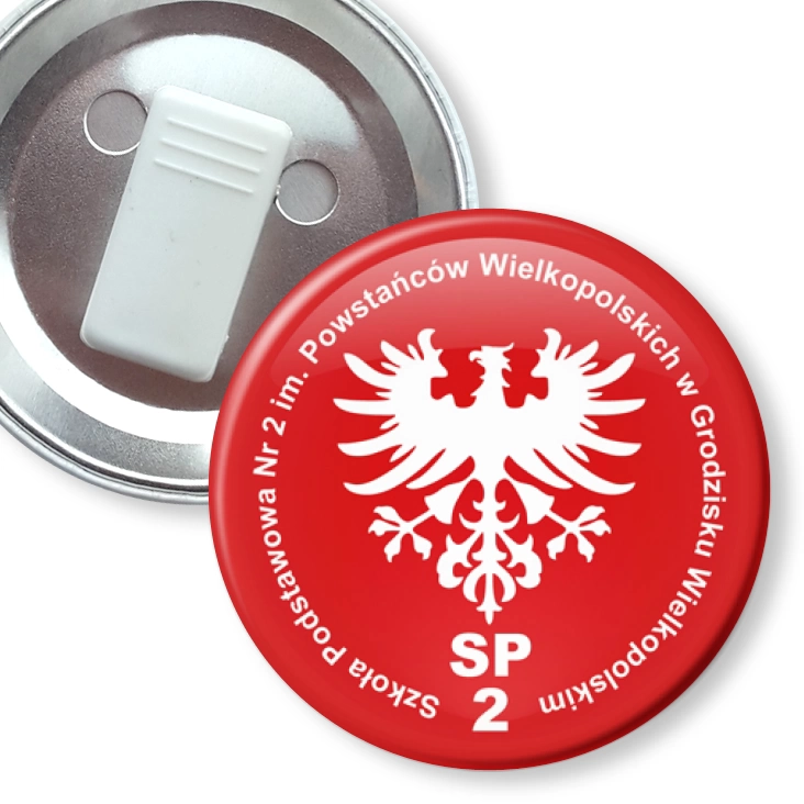 przypinka z żabką SP 2 w Grodzisku Wielkopolskim