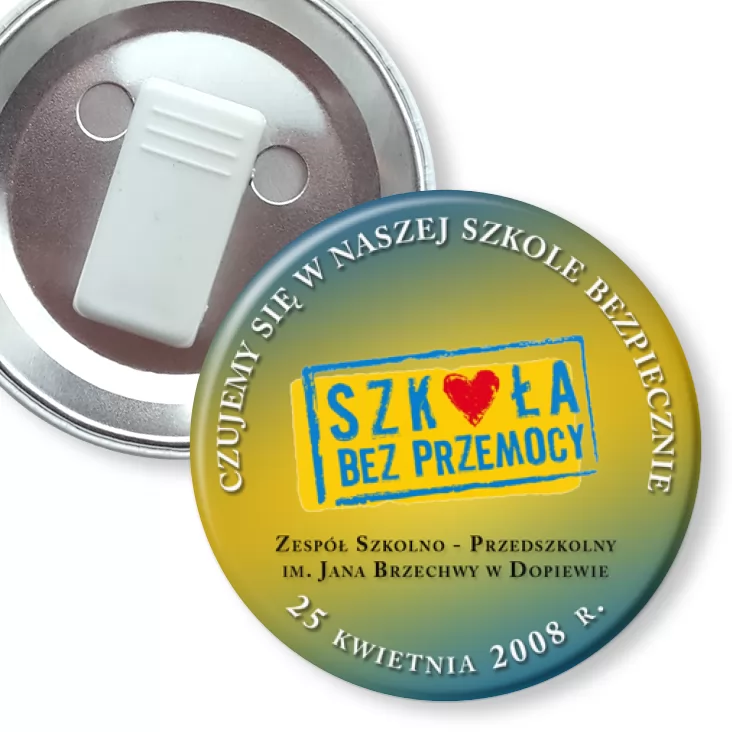 przypinka z żabką Szkoła bez przemocy