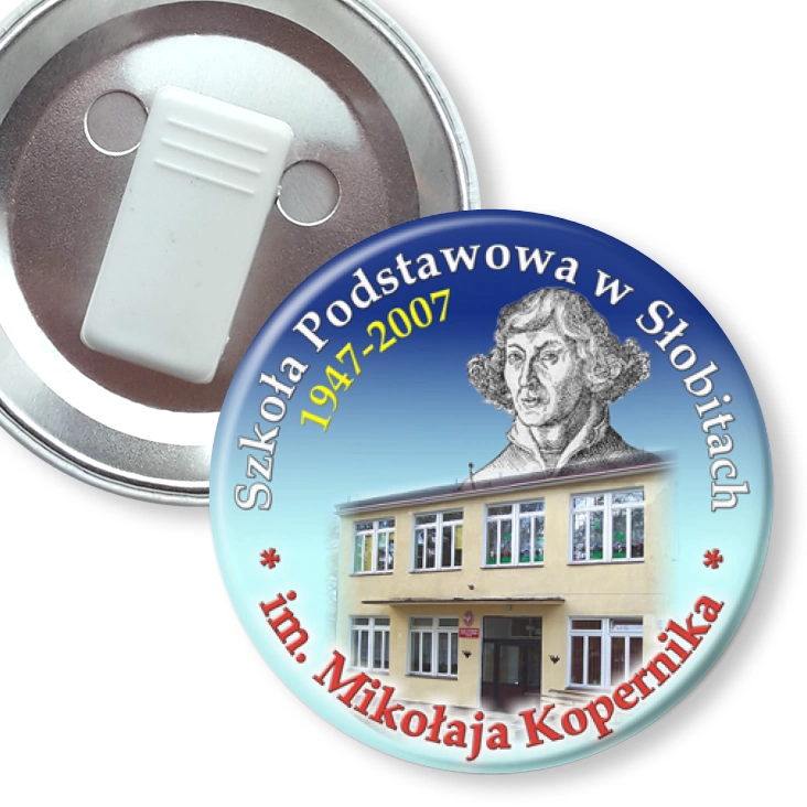 przypinka z żabką Szkoła Podstawowa w Słobitach