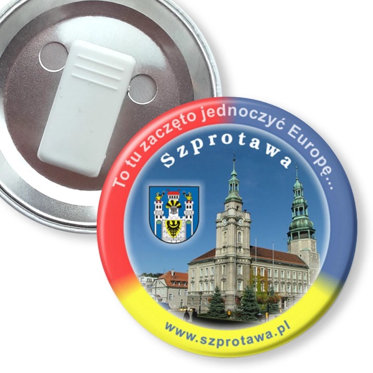 przypinka z żabką Szprotawa