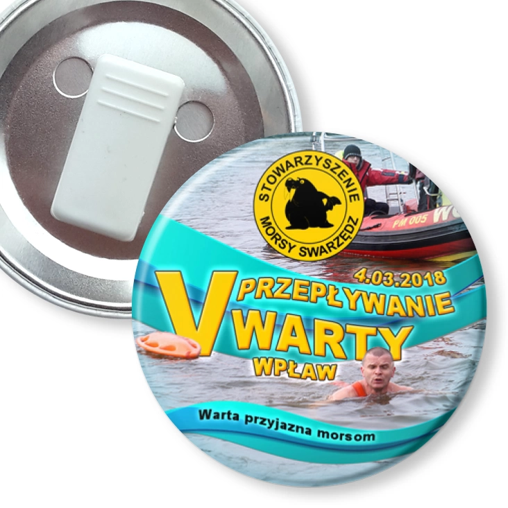 przypinka z żabką V Przepływanie Warty Wpław