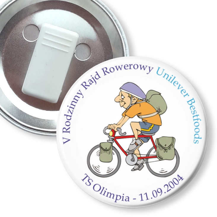 przypinka z żabką V Rodzinny Rajd Rowerowy Unilever Bestfoods
