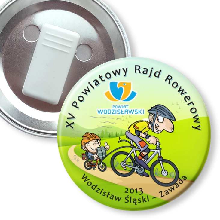 przypinka z żabką XV Powiatowy Rajd Rowerowy