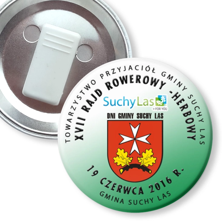 przypinka z żabką XVII Rajd Rowerowy Herbowy - Suchy Las 2016