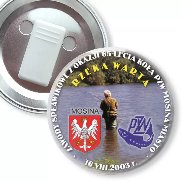 przypinka z żabką Zawody Spławikowe z Okazji 65-lecia Koła PZW Mosina Miasto