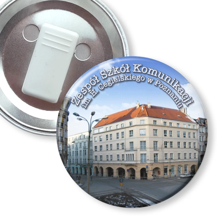 przypinka z żabką Zespół Szkół Komunikacji