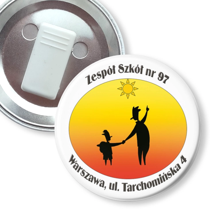 przypinka z żabką Zespół Szkół nr 97 w Warszawie