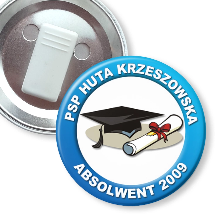 przypinka z żabką Absolwent 2009 - PSP Huta Krzeszowska