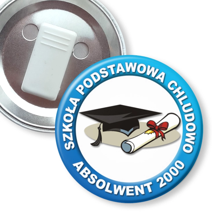przypinka z żabką Absolwent 2000 - SP Chludowo