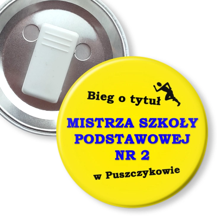 przypinka z żabką Bieg o tytuł...