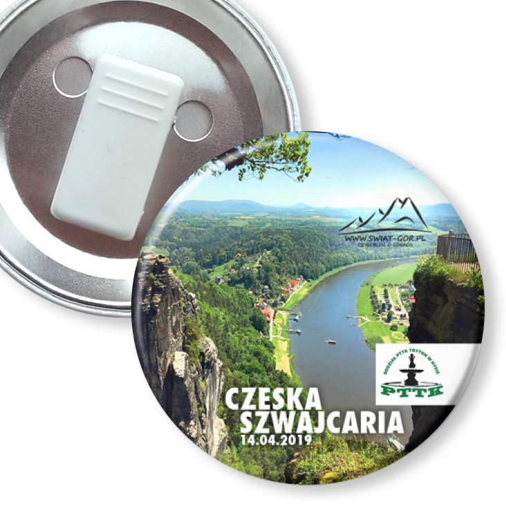 przypinka z żabką Czeska Szwajcaria
