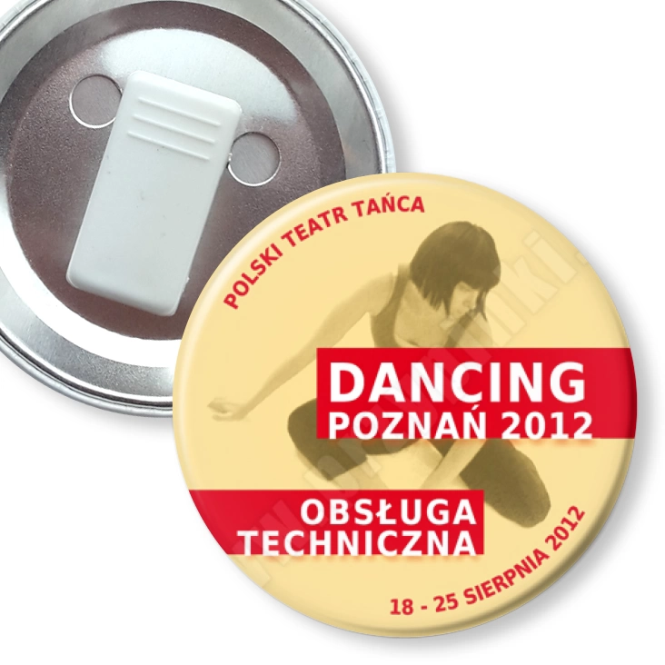 przypinka z żabką Dancing Poznań 2012 - obsługa techniczna
