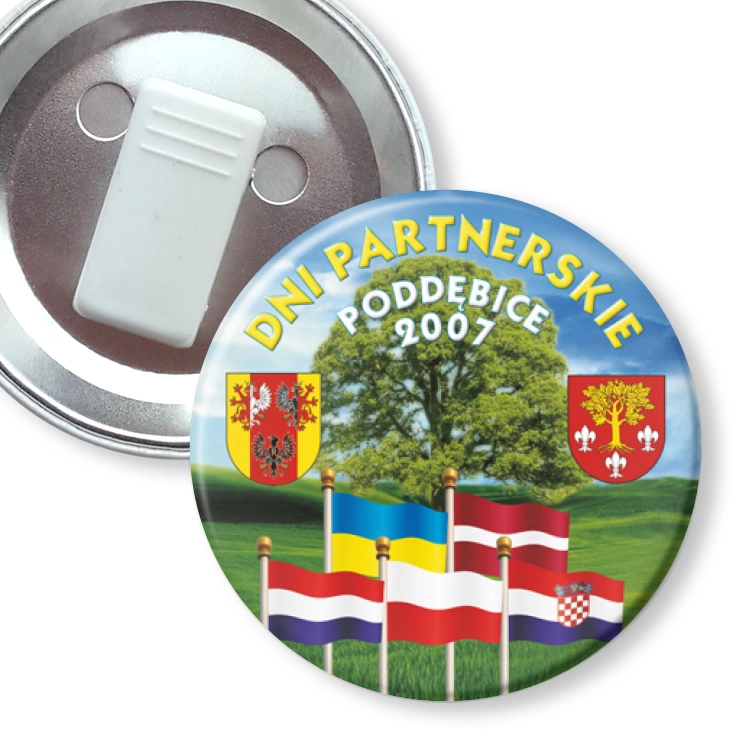 przypinka z żabką Dni Partnerstwa - Poddębice 2007