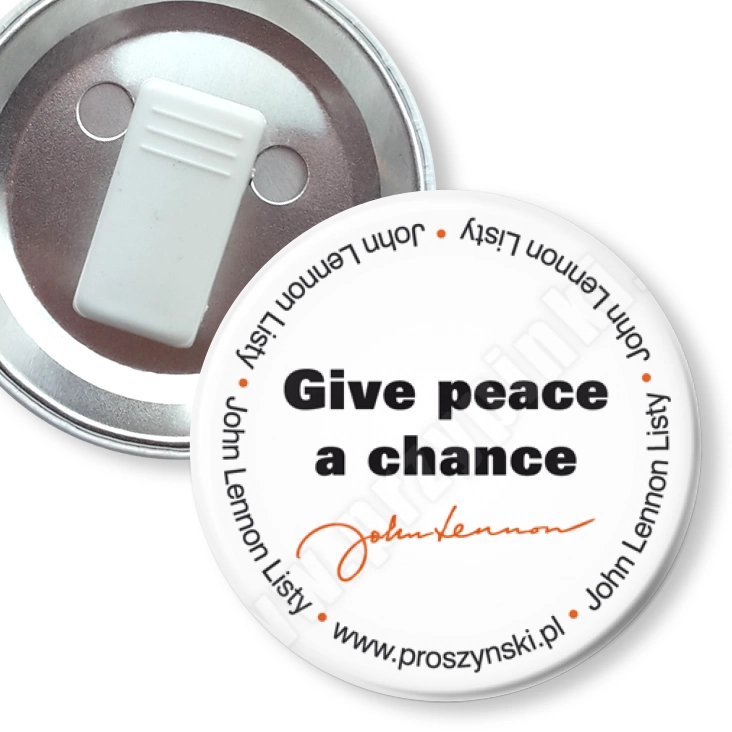 przypinka z żabką Give peace a chance