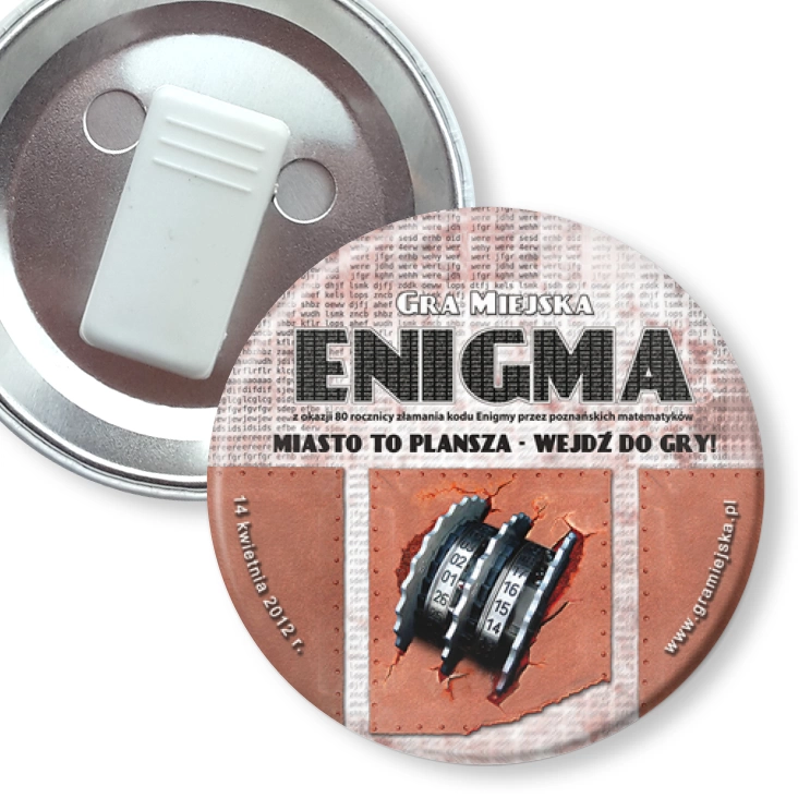 przypinka z żabką Gra Miejska - Enigma
