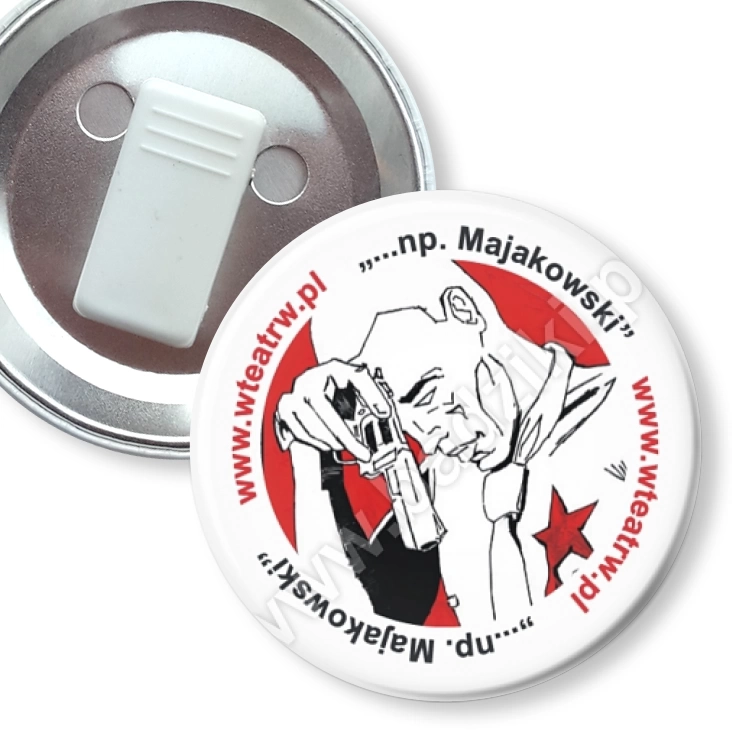 przypinka z żabką np. Majakowski