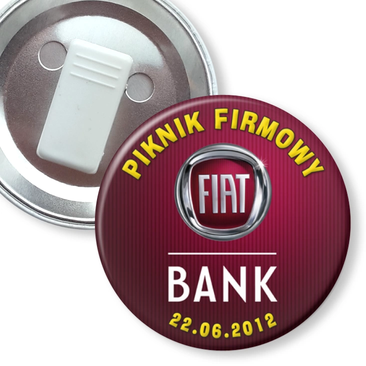 przypinka z żabką Piknik Firmowy Fiat