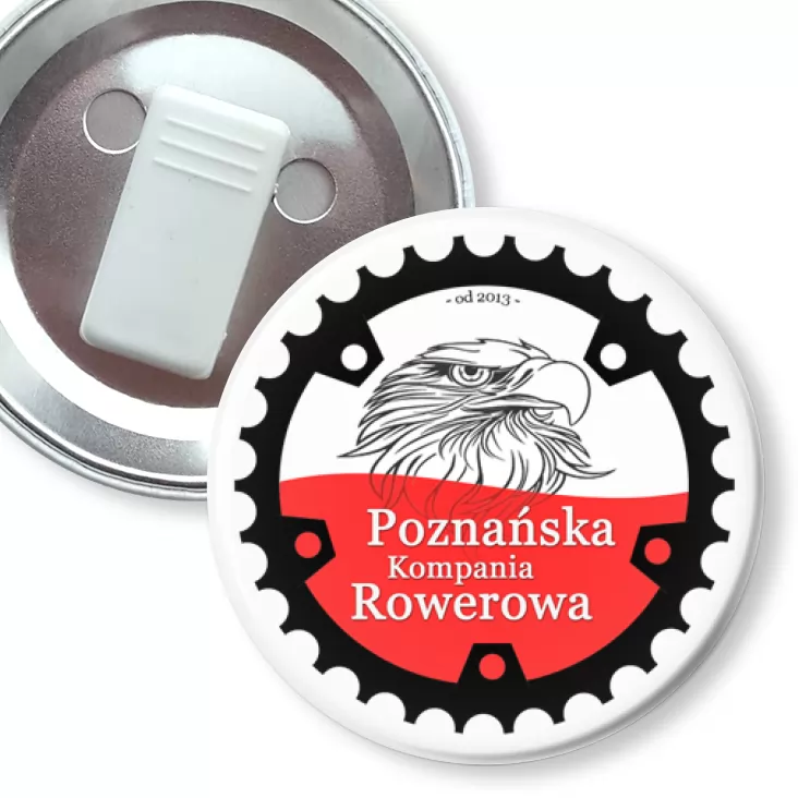 przypinka z żabką Poznańska Kompania Rowerowa
