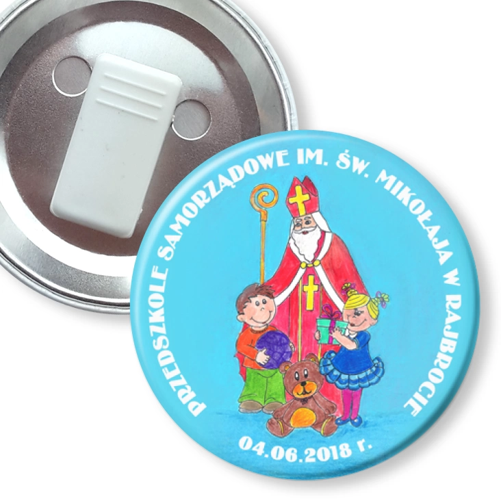 przypinka z żabką Przedszkole w Rajbrocie