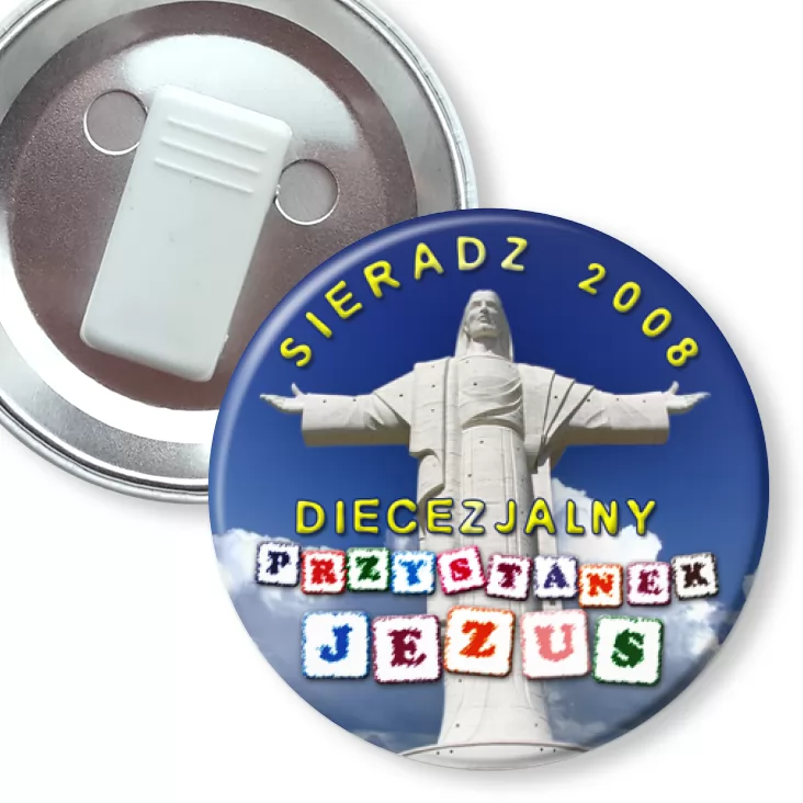 przypinka z żabką Przystanek Jezus Sieradz