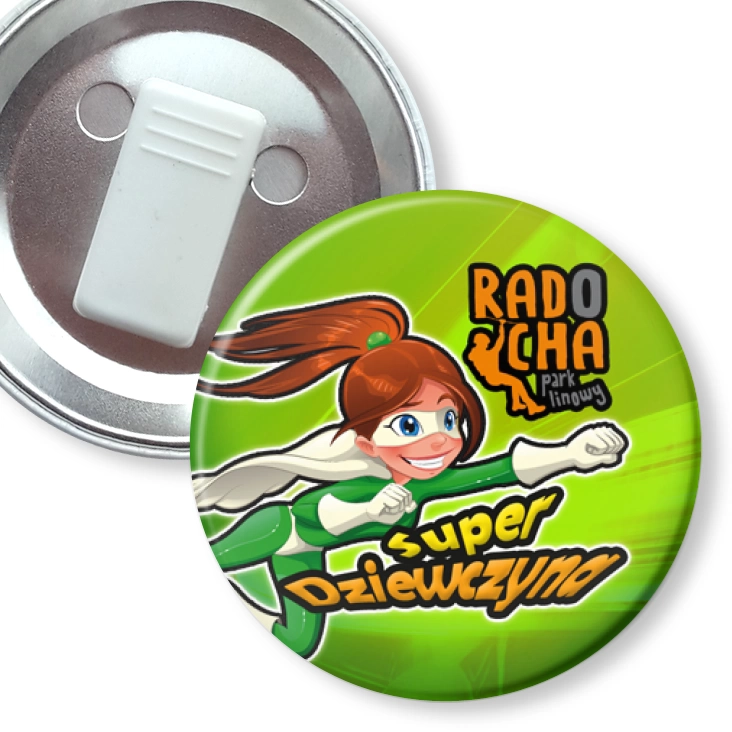przypinka z żabką Radocha - Super Dziewczyna