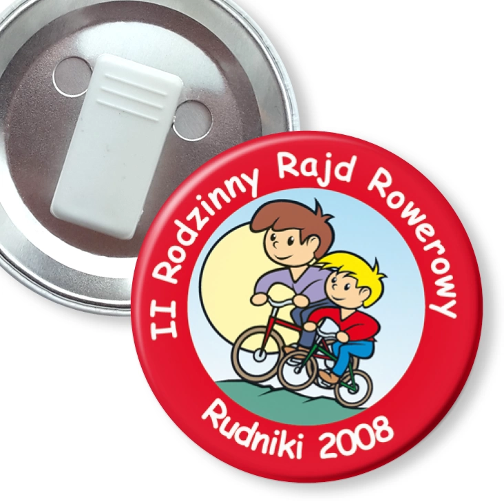 przypinka z żabką Rodzinny Rajd Rowerowy Rudniki