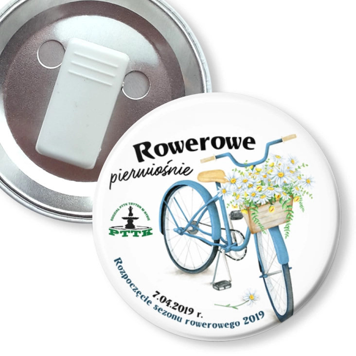 przypinka z żabką Rowerowe Pierwiośnie