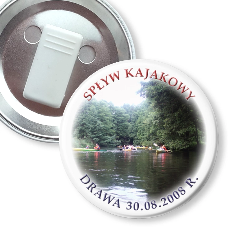 przypinka z żabką Spływ Kajakowy Drawa