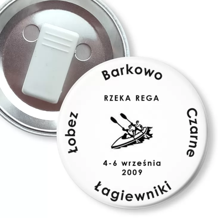 przypinka z żabką Spływ kajakowy - Rzeka Rega