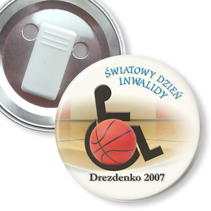 przypinka z żabką Światowy Dzień Inwalidy 2007