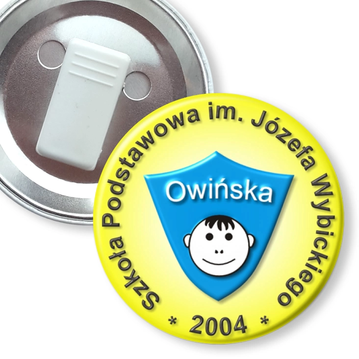 przypinka z żabką Szkoła Podstawowa im. Józefa Wybickiego- Owińska 2004