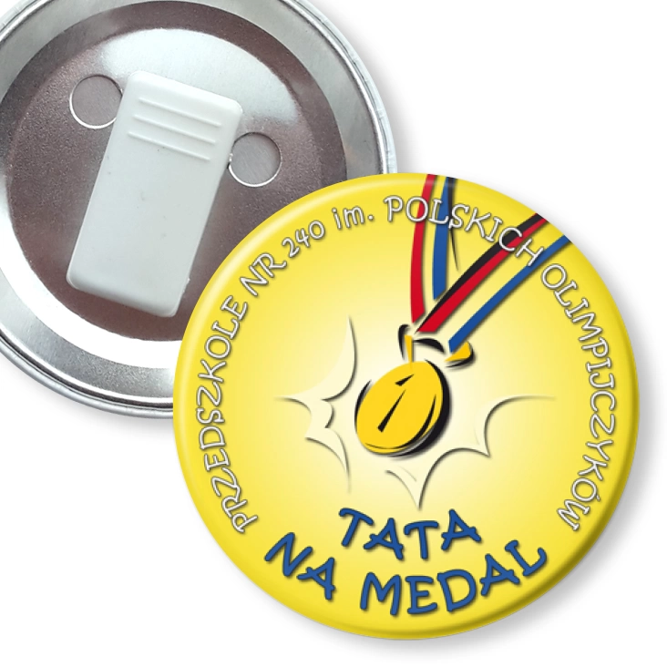 przypinka z żabką Tata na medal