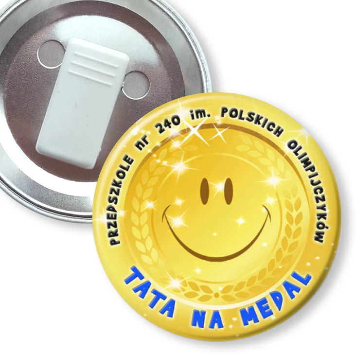 przypinka z żabką Tata na medal