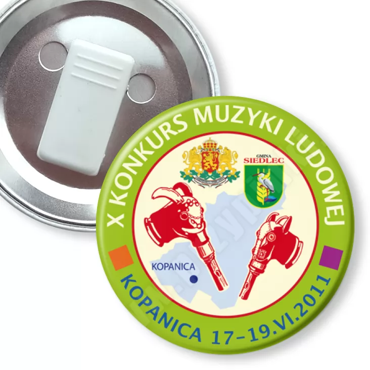 przypinka z żabką X Konkurs Muzyki Ludowej
