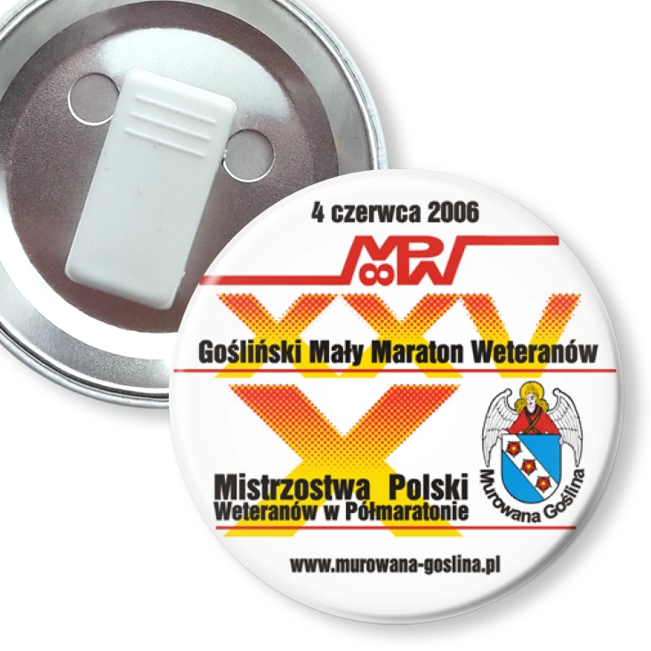 przypinka z żabką X Mistrzostwa Polski w Półmaratonie Weteranów
