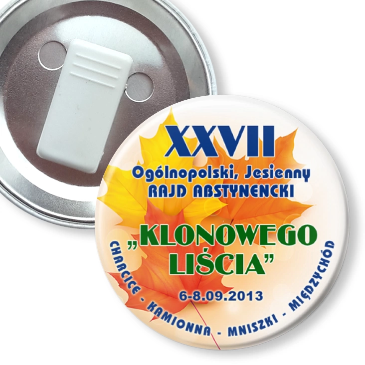 przypinka z żabką XXVII Ogólnopolski Rajd Abstynencki Klonowego Liścia