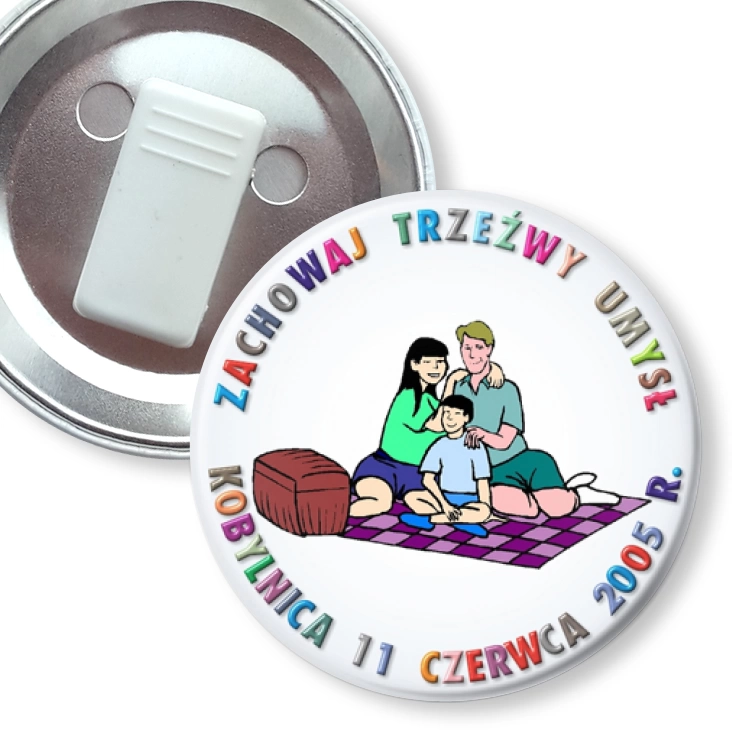 przypinka z żabką Zachowaj Trzeźwy Umysł - Kobylnica 2005