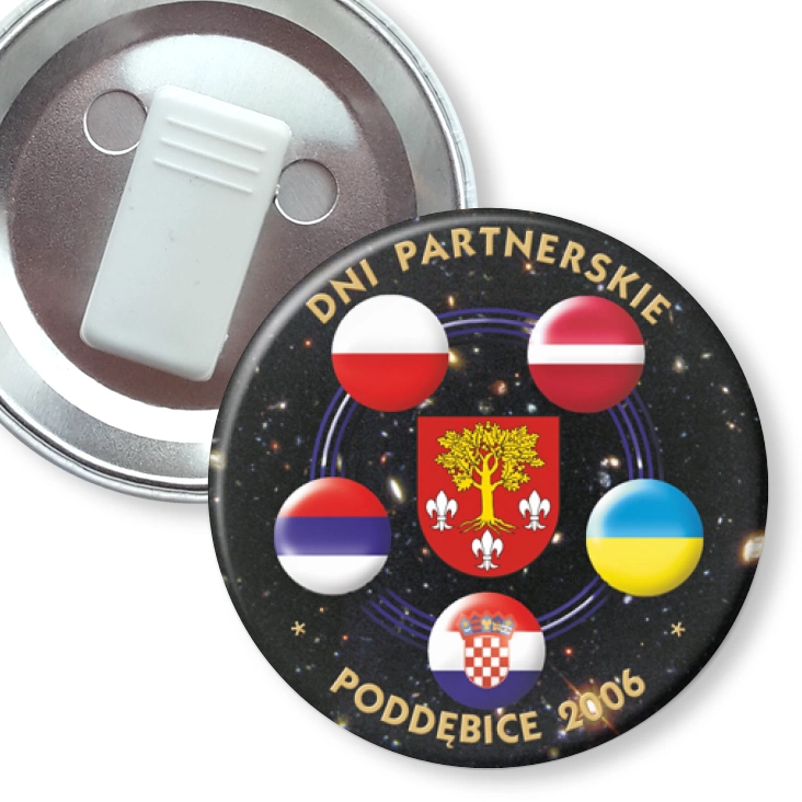 przypinka z żabką Dni partnerskie - Poddębice 2006 