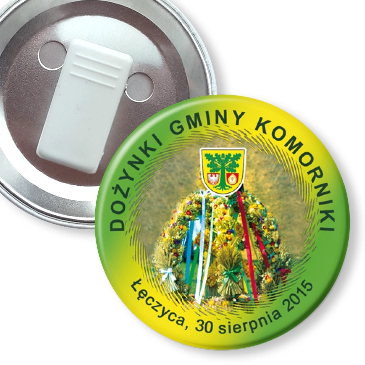 przypinka z żabką Dożynki Gminy Komorniki 2015