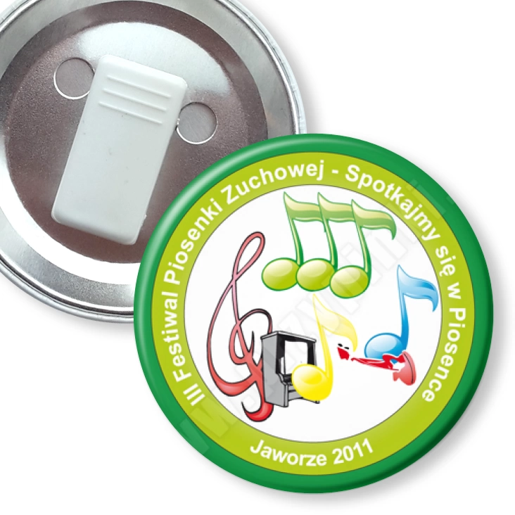 przypinka z żabką Festiwal Piosenki Zuchowej w Jaworze