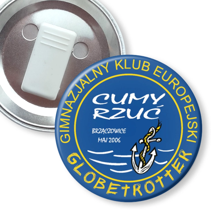 przypinka z żabką Globetrotter - Gimnazjalny Klub Europejski w Brzączowicach
