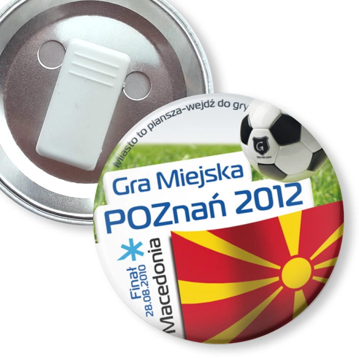 przypinka z żabką Gra Miejska - Poznań 2012 - Macedonia
