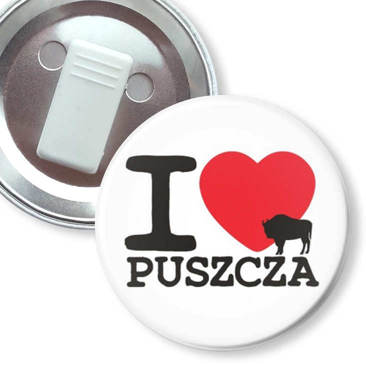 przypinka z żabką I love Puszcza