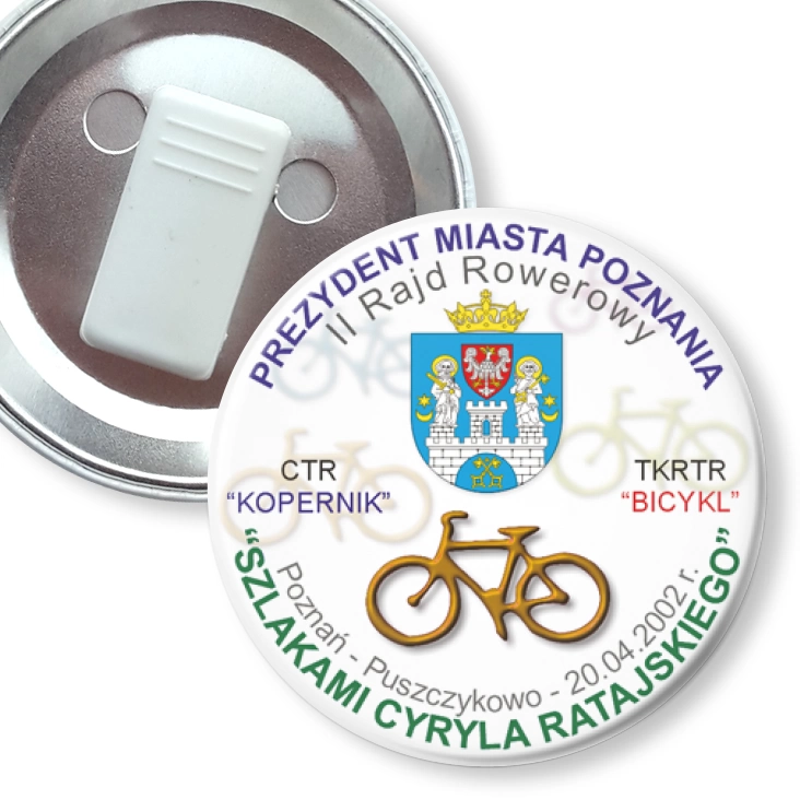 przypinka z żabką II Rajd Rowerowy Szlakami Cyryla Ratajskiego