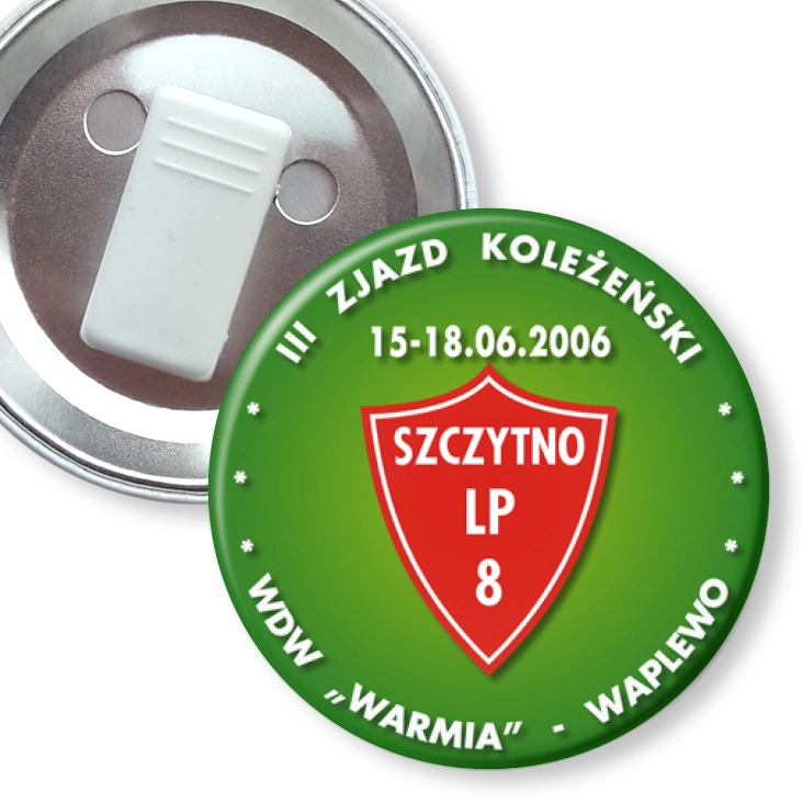 przypinka z żabką III Zjazd Koleżeński WDW Warmia - Waplewo
