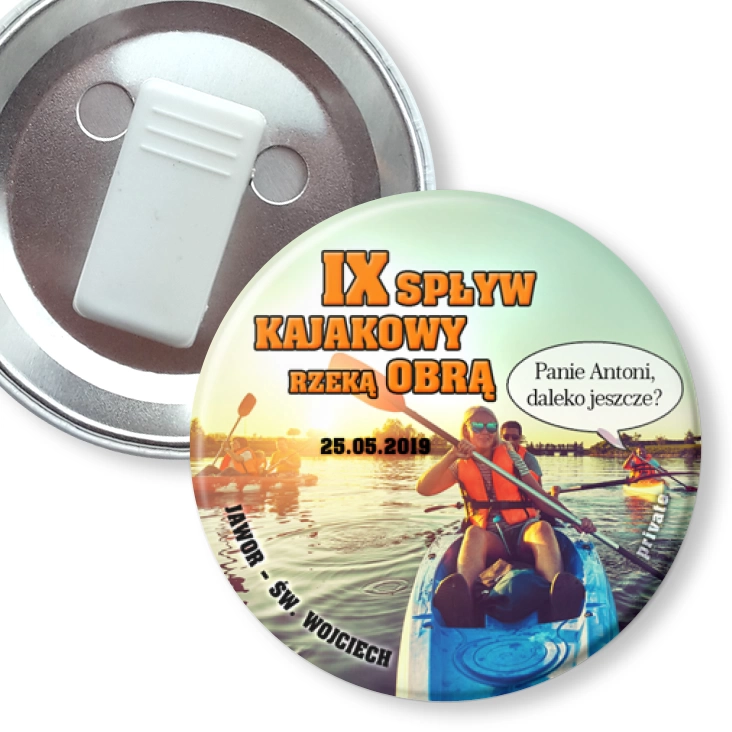 przypinka z żabką IX Spływ kajakowy rzeką Obrą